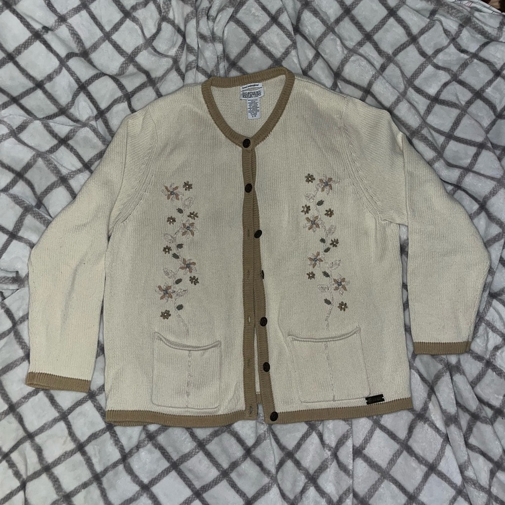 Northern Reflections Cream and Tan Knit Cardigan
